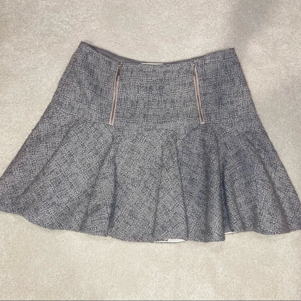 Grey Zippered Rebecca Taylor Mini Skirt